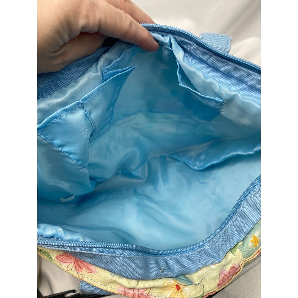 Longaberger Quilted Floral Tote Bag‎ – Blue Trim & Handles - Picture 6 of 9